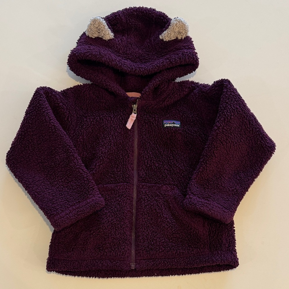 Patagonia Furry Friends Maroon Fleece Jacket with Ear Details 2t